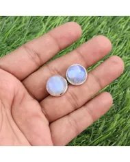 Natural Moonstone Cufflinks – Luxury Sterling Silver Elegance for Men