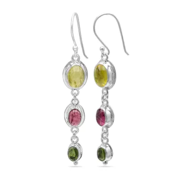 Tourmaline Dangle Earrings in 925 Sterling Silver – Handmade Jewelry