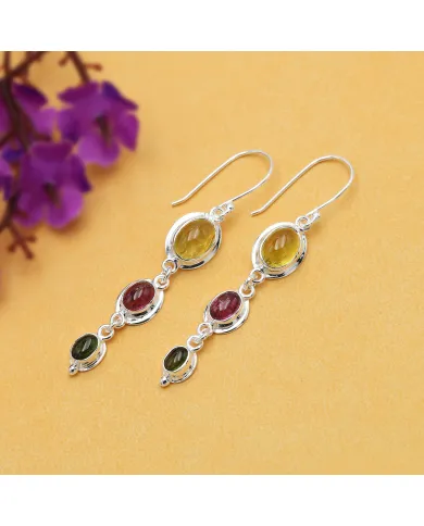 Tourmaline Dangle Earrings in 925 Sterling Silver – Handmade Jewelry