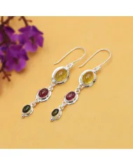 Tourmaline Dangle Earrings in 925 Sterling Silver – Handmade Jewelry