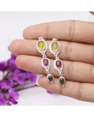 Tourmaline Dangle Earrings in 925 Sterling Silver – Handmade Jewelry