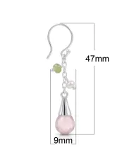 925 Sterling Silver Rose Quartz, Pearl & Peridot Drop Earrings for Her