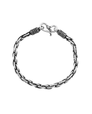 925 Sterling Silver Byzantine Chain Bracelet Handmade Oxidised Jewelry