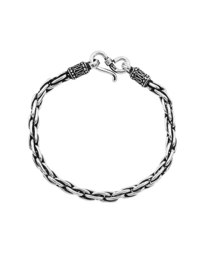925 Sterling Silver Byzantine Chain Bracelet Handmade Oxidised Jewelry