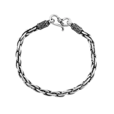 925 Sterling Silver Byzantine Chain Bracelet Handmade Oxidised Jewelry