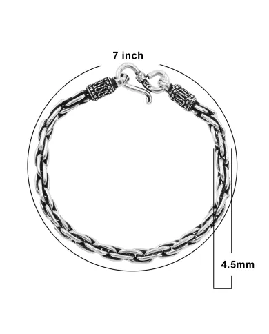 925 Sterling Silver Byzantine Chain Bracelet Handmade Oxidised Jewelry