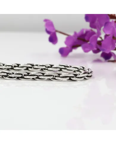 925 Sterling Silver Byzantine Chain Bracelet Handmade Oxidised Jewelry