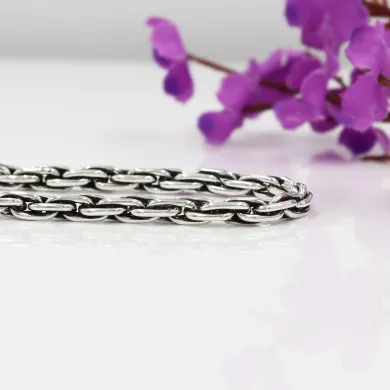 925 Sterling Silver Byzantine Chain Bracelet Handmade Oxidised Jewelry