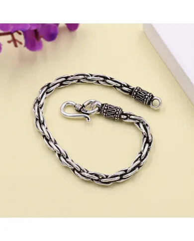 925 Sterling Silver Byzantine Chain Bracelet Handmade Oxidised Jewelry