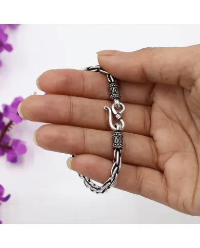 925 Sterling Silver Byzantine Chain Bracelet Handmade Oxidised Jewelry