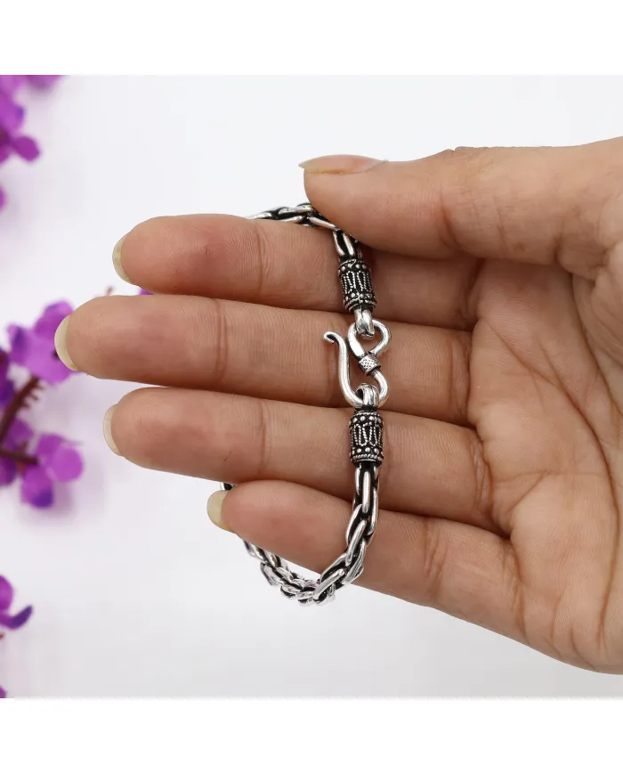 925 Sterling Silver Byzantine Chain Bracelet Handmade Oxidised Jewelry