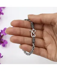 925 Sterling Silver Byzantine Chain Bracelet Handmade Oxidised Jewelry