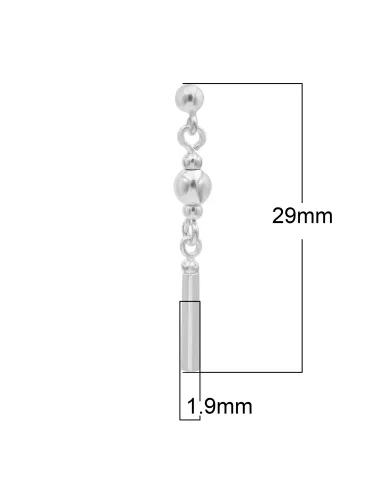 925 Sterling Silver Ball & Bar Dangle Earring Lightweight Jewelry