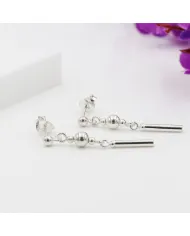925 Sterling Silver Ball & Bar Dangle Earring Lightweight Jewelry
