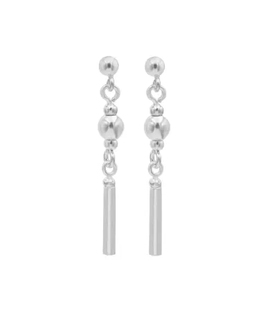 925 Sterling Silver Ball & Bar Dangle Earring Lightweight Jewelry