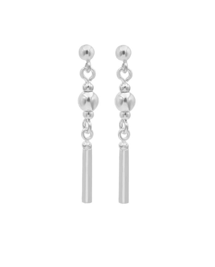 925 Sterling Silver Ball & Bar Dangle Earring Lightweight Jewelry