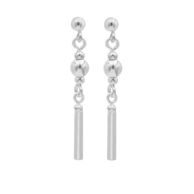 925 Sterling Silver Ball & Bar Dangle Earring Lightweight Jewelry