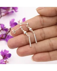 925 Sterling Silver Ball & Bar Dangle Earring Lightweight Jewelry