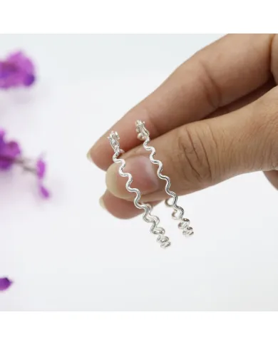 Zigzag Hoop Earrings in 925 Sterling Silver – Handmade Gift for Women