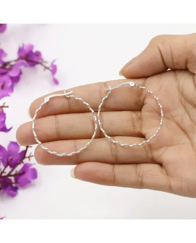 Zigzag Hoop Earrings in 925 Sterling Silver – Handmade Gift for Women