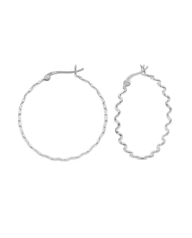 Zigzag Hoop Earrings in 925 Sterling Silver – Handmade Gift for Women