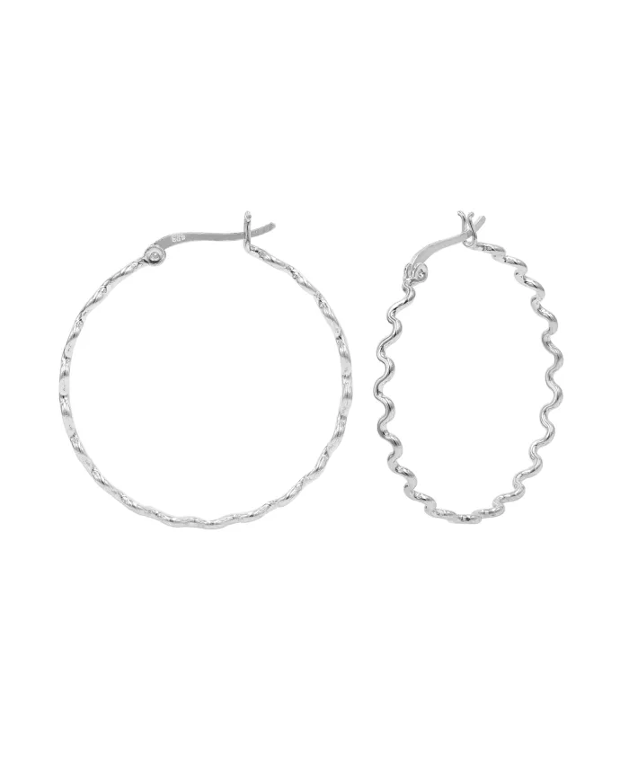 Zigzag Hoop Earrings in 925 Sterling Silver – Handmade Gift for Women