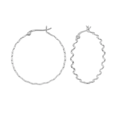 Zigzag Hoop Earrings in 925 Sterling Silver – Handmade Gift for Women