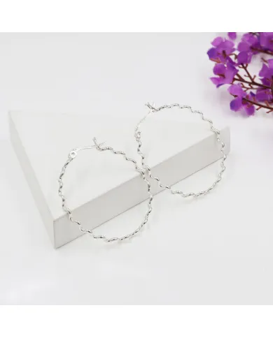 Zigzag Hoop Earrings in 925 Sterling Silver – Handmade Gift for Women