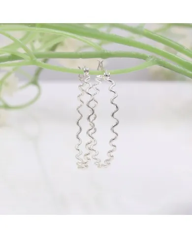 Zigzag Hoop Earrings in 925 Sterling Silver – Handmade Gift for Women