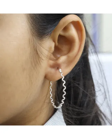 Zigzag Hoop Earrings in 925 Sterling Silver – Handmade Gift for Women