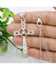 925 Sterling Silver Celtic Infinity Knot Christian Cross Religious Pendant