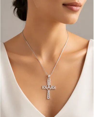 925 Sterling Silver Celtic Infinity Knot Christian Cross Religious Pendant