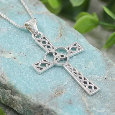 925 Sterling Silver Celtic Infinity Knot Christian Cross Religious Pendant