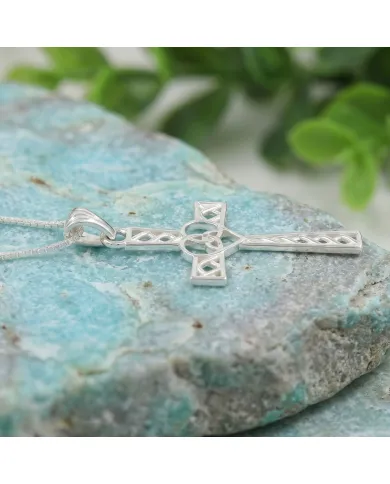 925 Sterling Silver Celtic Infinity Knot Christian Cross Religious Pendant