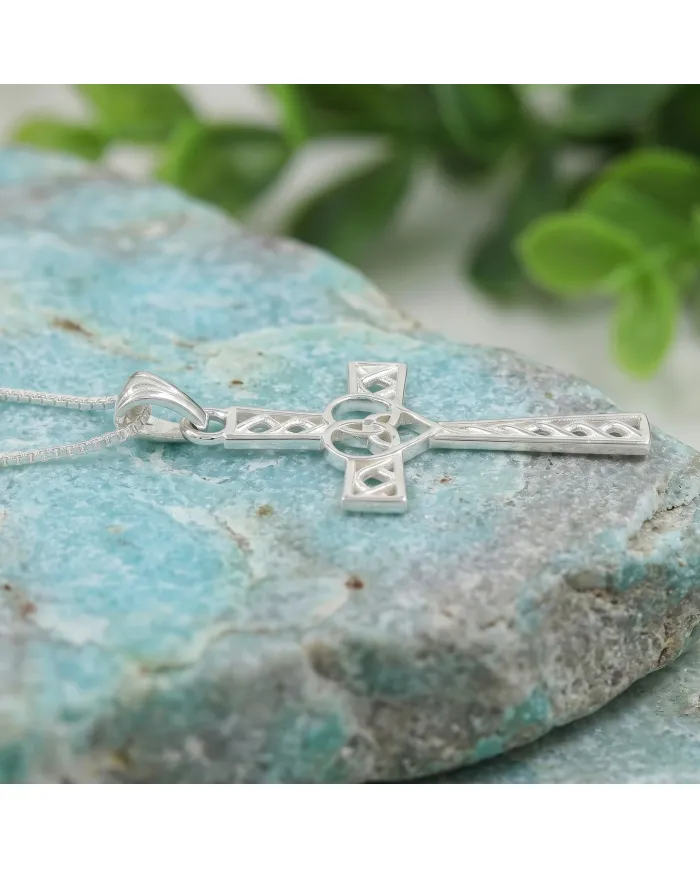 925 Sterling Silver Celtic Infinity Knot Christian Cross Religious Pendant