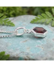 Hexagon Garnet Pendant 925 Sterling Silver Handmade Minimalist Jewelry