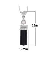 Black Tourmaline Crystal Pencil Pendant | 925 Sterling Silver Jewelry