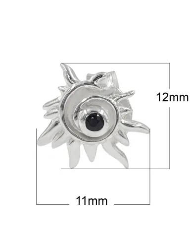 925 Sterling Silver Black Onyx Spiral Sunburst Stud Earrings for Women