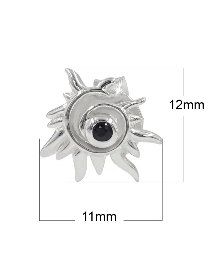 925 Sterling Silver Black Onyx Spiral Sunburst Stud Earrings for Women