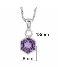 Hexagon Amethyst Pendant | 925 Sterling Silver Handmade Minimalist Jewelry