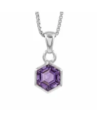 18k Gold Plated Amethyst Hexagon Pendant | Handmade Minimalist Jewelry