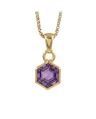 18k Gold Plated Amethyst Hexagon Pendant | Handmade Minimalist Jewelry