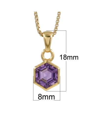 18k Gold Plated Amethyst Hexagon Pendant | Handmade Minimalist Jewelry