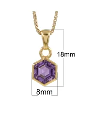 18k Gold Plated Amethyst Hexagon Pendant | Handmade Minimalist Jewelry