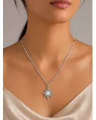 925 Sterling Silver Ethiopian Opal North Star Pendant Necklace