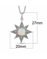 925 Sterling Silver Ethiopian Opal North Star Pendant Necklace
