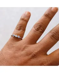 Rainbow Moonstone Half Eternity Ring in Sterling Silver – Handmade Jewelry