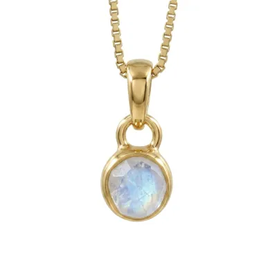 18K Gold-Plated Bezel-Set Raw Moonstone Pendant Necklace