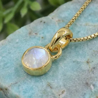 18K Gold-Plated Bezel-Set Raw Moonstone Pendant Necklace