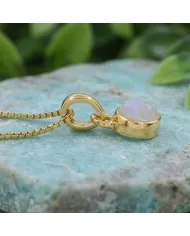 18K Gold-Plated Bezel-Set Raw Moonstone Pendant Necklace